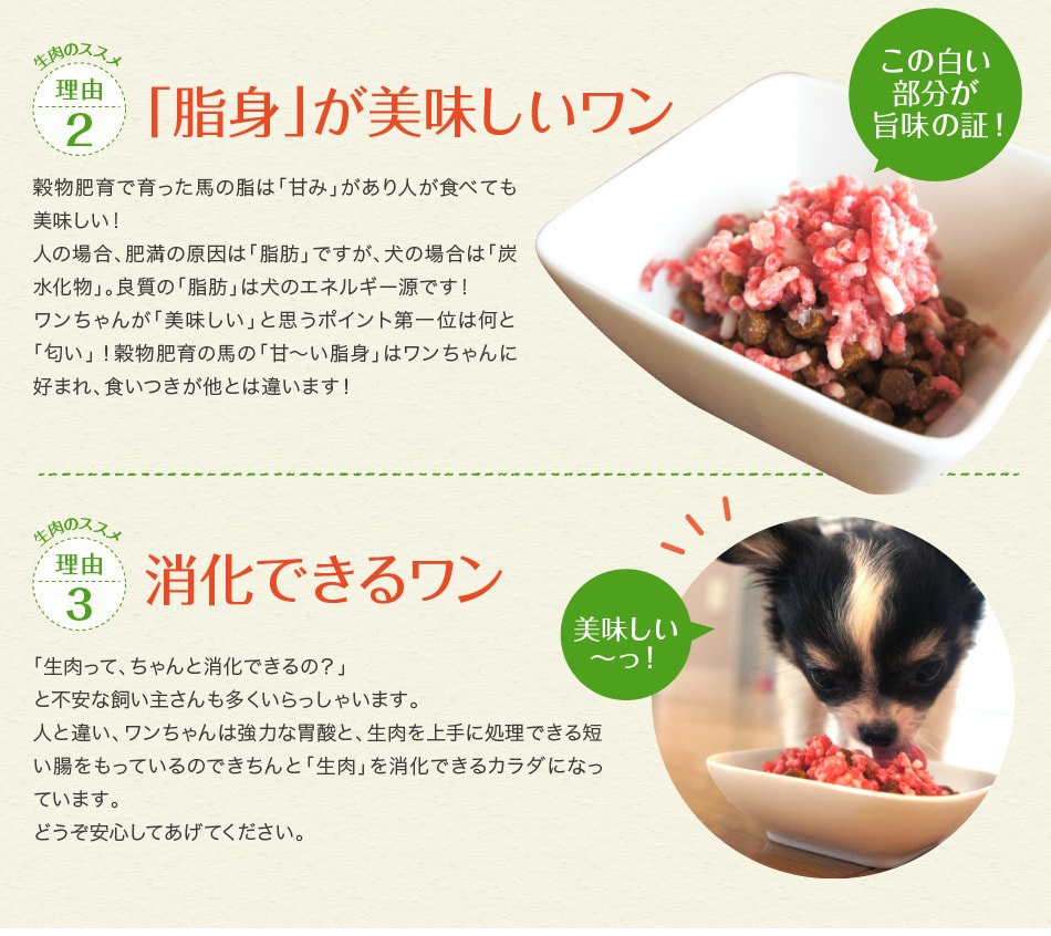 馬肉は脂身が美味しい